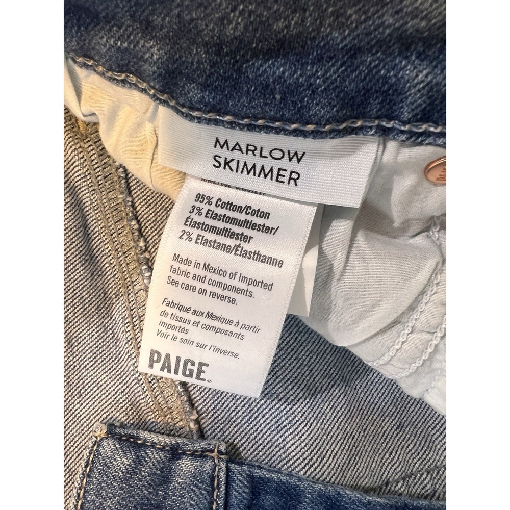 Paige Marlow Skimmer Buckingham Jean Medium Wash Raw Hem 28 Flair - Picture 7 of 9